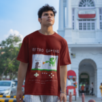 Retro Gaming Graphic Oversized T-Shirt for Men