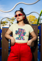 Retro Anime Duo Graphic Crop Top - Image 4