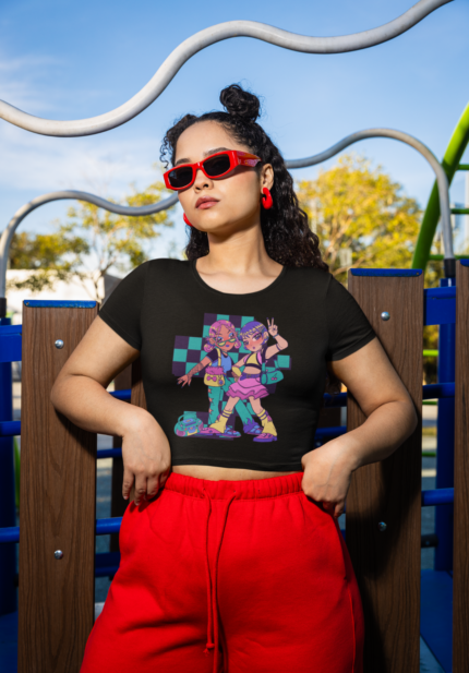 Retro Anime Duo Graphic Crop Top