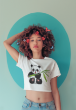Playful Panda & Bamboo Graphic Crop Top