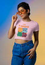 "I Have 4 Moods" Illustrative Graphic Crop Top - Image 2