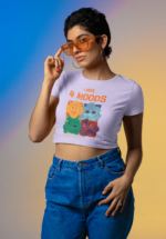 "I Have 4 Moods" Illustrative Graphic Crop Top - Image 3