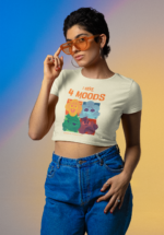 "I Have 4 Moods" Illustrative Graphic Crop Top - Image 4