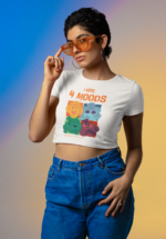 "I Have 4 Moods" Illustrative Graphic Crop Top - Image 6