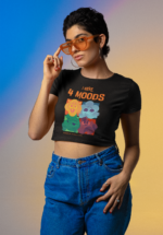 "I Have 4 Moods" Illustrative Graphic Crop Top