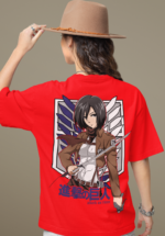 "Attack on Titan" Mikasa Ackerman Graphic Oversized Tee - Image 3