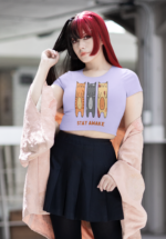 "Stay Awake" Trio Cat Graphic Crop Top - Image 2