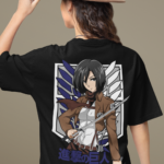"Attack on Titan" Mikasa Ackerman Graphic Oversized Tee