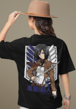 "Attack on Titan" Mikasa Ackerman Graphic Oversized Tee