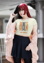 "Stay Awake" Trio Cat Graphic Crop Top - Image 4