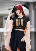 "Stay Awake" Trio Cat Graphic Crop Top