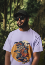 Skater Wolf Graphic Oversized T-Shirt for Men - Image 2