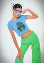"#Nautanki" Messy Bun Graphic Crop Top - Image 2