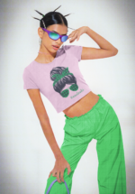 "#Nautanki" Messy Bun Graphic Crop Top - Image 3