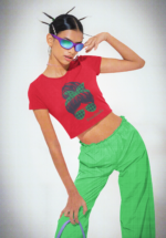 "#Nautanki" Messy Bun Graphic Crop Top - Image 4