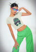 "#Nautanki" Messy Bun Graphic Crop Top - Image 5