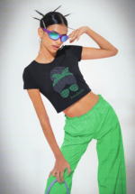 "#Nautanki" Messy Bun Graphic Crop Top - Image 7