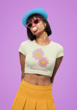 "Pretty Girl" Daisy Floral Graphic Crop Top - Image 3