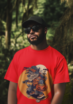 Skater Wolf Graphic Oversized T-Shirt for Men - Image 3