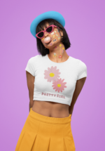 "Pretty Girl" Daisy Floral Graphic Crop Top - Image 4
