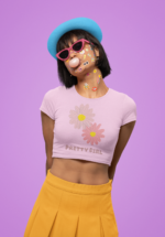 "Pretty Girl" Daisy Floral Graphic Crop Top - Image 7
