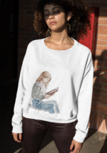 "Quiet Reader" Watercolor Aesthetic Premium Sweatshirt - Image 3