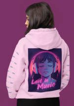 "Lost in Music" Aesthetic Anime Graphic Premium Hoodie - Image 2