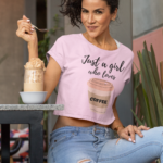 "Just a Girl Who Loves Coffee" Graphic Crop Top
