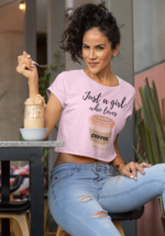 "Just a Girl Who Loves Coffee" Graphic Crop Top