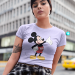 Iconic Cartoon Mouse Pose Graphic Crop Top