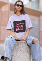 "Not Your Babe" Neon Slogan Graphic Oversized Tee - Image 2