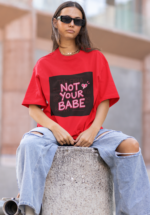 "Not Your Babe" Neon Slogan Graphic Oversized Tee - Image 3