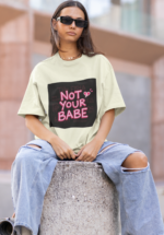 "Not Your Babe" Neon Slogan Graphic Oversized Tee - Image 4