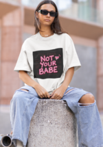 "Not Your Babe" Neon Slogan Graphic Oversized Tee - Image 5