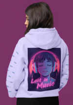 "Lost in Music" Aesthetic Anime Graphic Premium Hoodie - Image 3