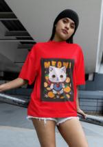 "Super Meow" Hero Cat Graphic Oversized Tee - Image 3