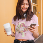 Retro Anime Girl Aesthetic Graphic Crop Top