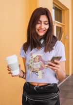 Retro Anime Girl Aesthetic Graphic Crop Top - Image 2