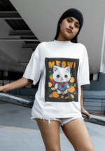 "Super Meow" Hero Cat Graphic Oversized Tee - Image 5