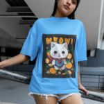 "Super Meow" Hero Cat Graphic Oversized Tee